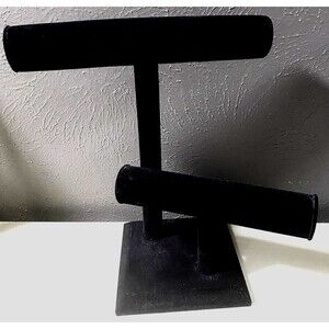 Black Velvet Jewelry Bracelet/Necklace/Watch T Bar Stand 9.5”x 11”